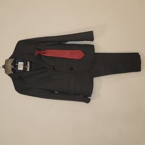 Zara-Boy Suit Set-Dark Gray with blue stripes